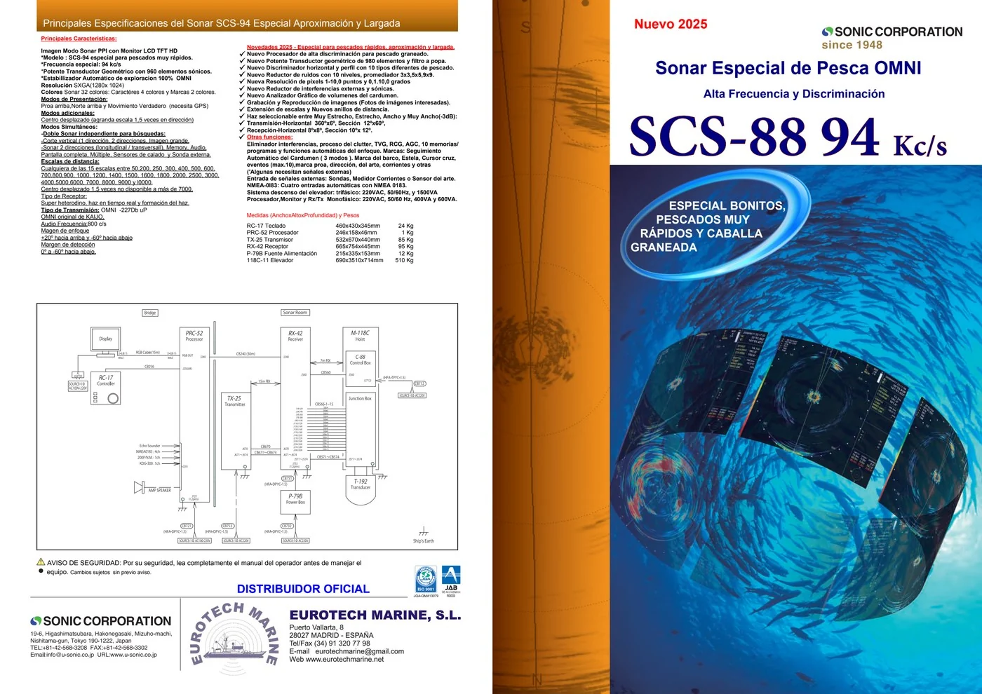 SCS-88 94 kHz · Sonar OMNI especial para bonitos y pescado rápido